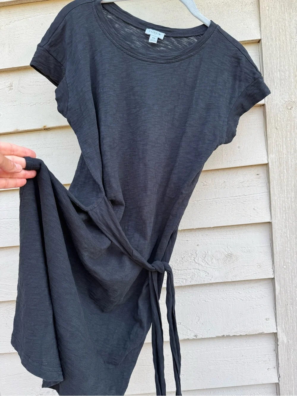 J. Crew Charcoal Black Tie-Waist Short Sleeve Tee Dress